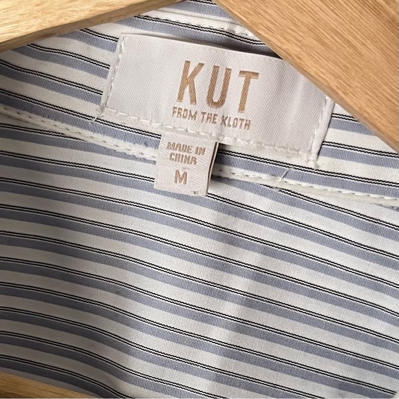 Kut From The Kloth • M • Kaiya Boyfriend Shirt Blue White Stripe Button Up - Picture 4 of 5